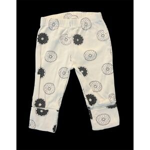 Monica + Andy Baby Leggings 0-3M White Black Donut Print Organic Cotton Pants